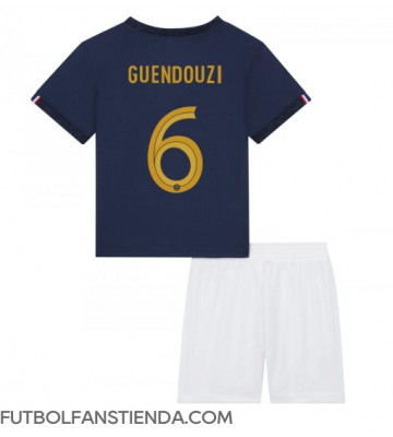 Francia Matteo Guendouzi #6 Primera Equipación Niños Mundial 2022 Manga Corta (+ Pantalones cortos)